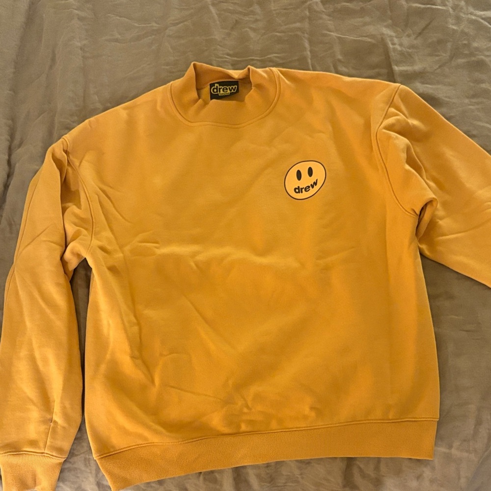 DREW Mustard Yellow Smiley Logo Crewneck Sweatshirt